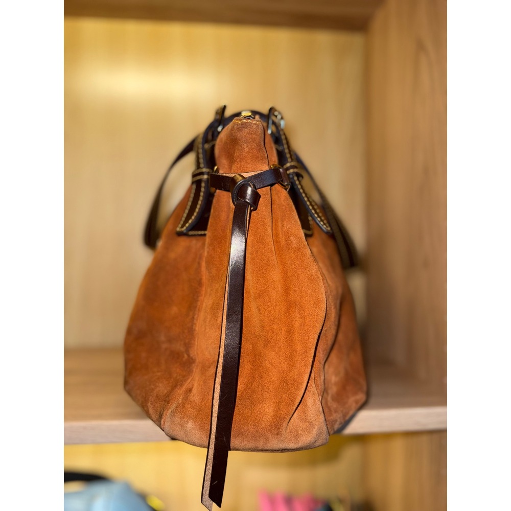 Dooney & Bourke Honey Suede Leather Trim Hobo - Picture 4 of 8